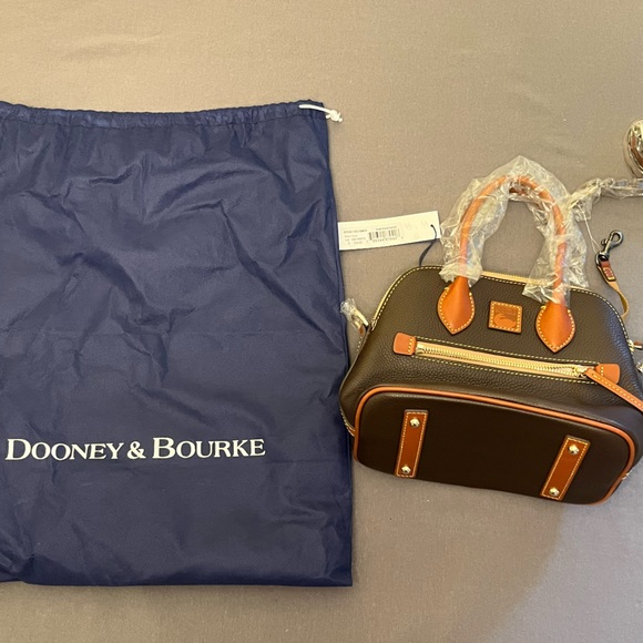 Dooney & Bourke- Small Domed Satchel in Brown and Tan- brand new with tags - Picture 1 of 6